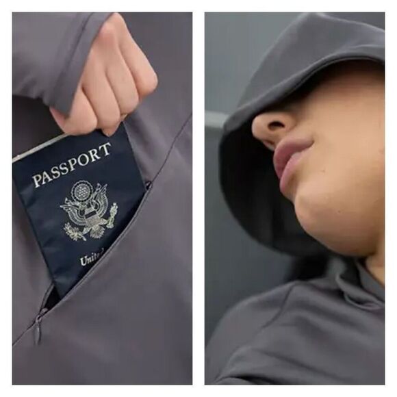 Betabrand Red Eye Travel Dress Gray Hooded Stetch Vacation Size XS - Picture 5 of 16